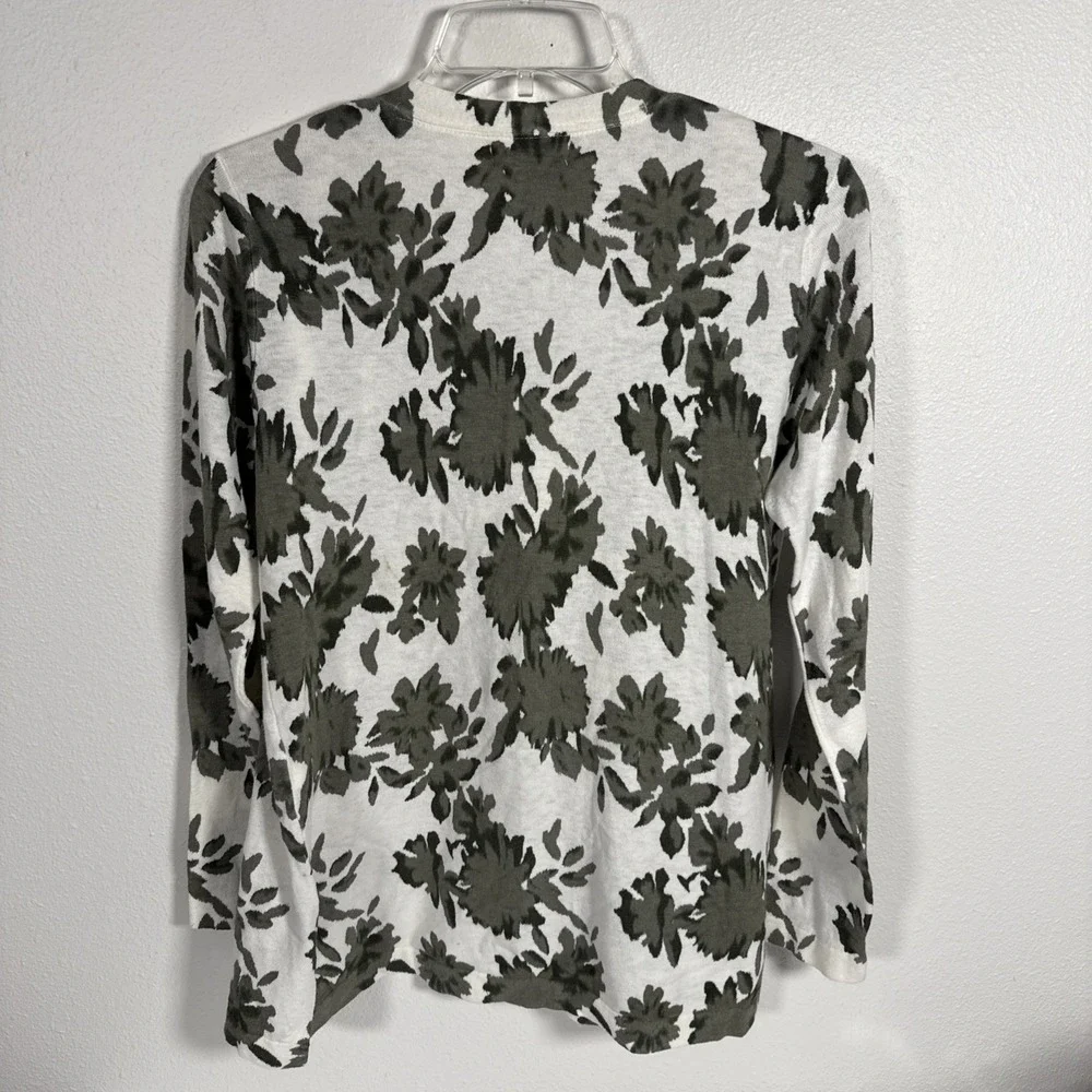 Magnolia Grace Green Floral Print Open Front Cardigan Size S Business Casual D2 - Picture 6 of 7